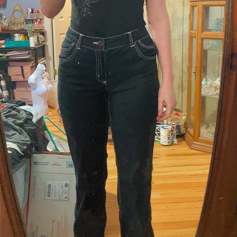 Tribal gear black jeans with white stitching size 2